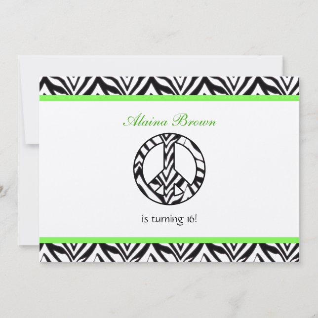 Signo de paz de la impresión de cebra Invitación a (Anverso)