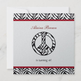 Signo de paz de la impresión de cebra Invitación a