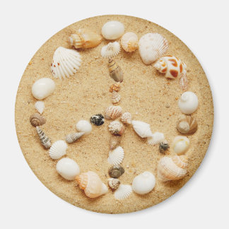 Signo de paz de las conchas marinas imán redondo g