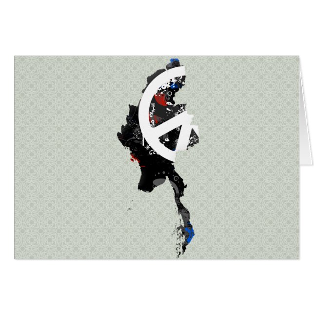 Signo de paz de tendencia birmana con mapa de Birm (Anverso (Horizontal))