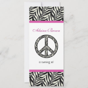 Signo de paz de Zebra Invitación a fiesta de cumpl