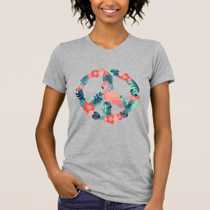 Signo de paz floral flamenco camiseta rosa