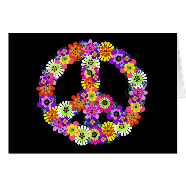 Signo de paz floral sobre negro (Anverso (Horizontal))