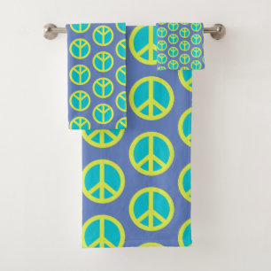 Signo de paz hippie retro en azul
