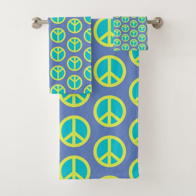 Signo de paz hippie retro en azul   (In situ)