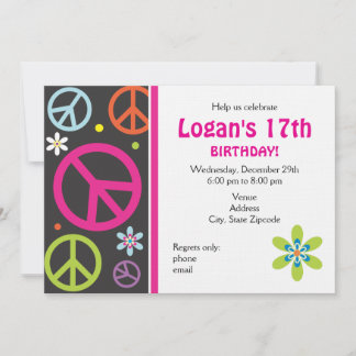 Signo de paz Invitación a cumpleaños - adolescente