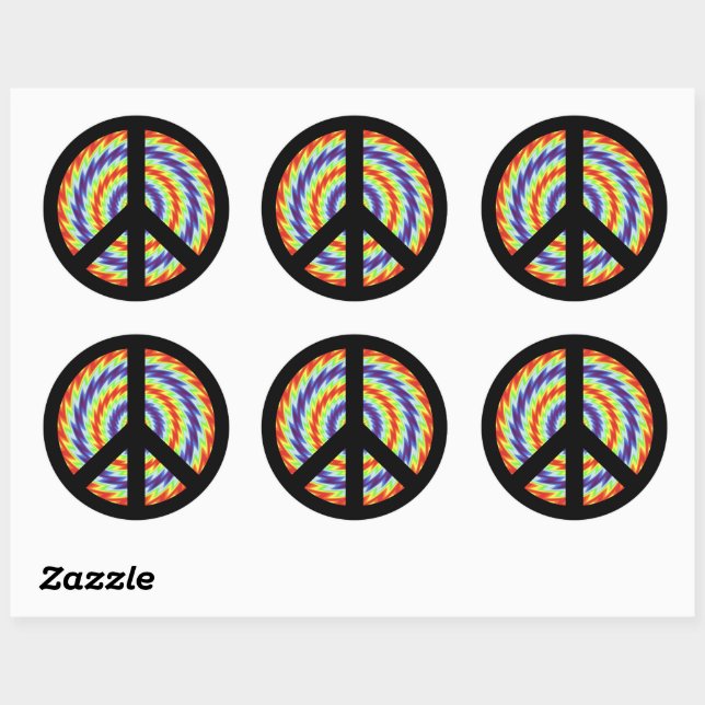 Signo de paz Pegatinas redondos clásicos (Hoja)