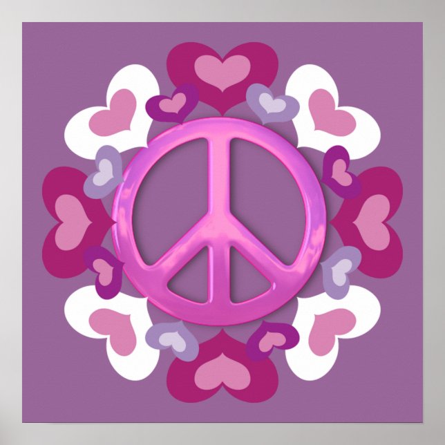 Signo de paz rosada e impresión de corazón (Frente)