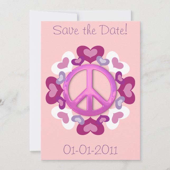 Signo de paz rosado e invitaciones al corazón (Anverso)