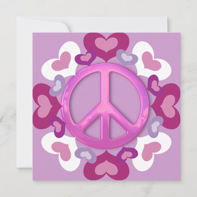 Signo de paz rosado e invitaciones al corazón (Anverso)