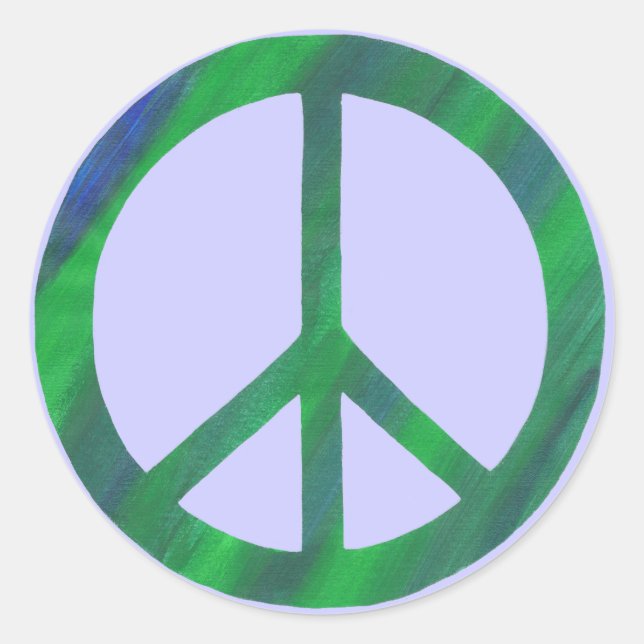 Signo de paz verde azul, pegatinas de la paz (Anverso)