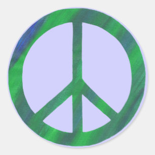 Signo de paz verde azul, pegatinas de la paz