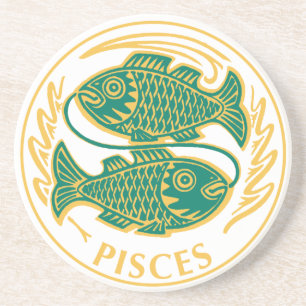 Signo de Piscis del Zodiaco en un posavasos