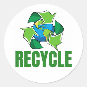 Signo de reciclaje pegatina redondo clásico
