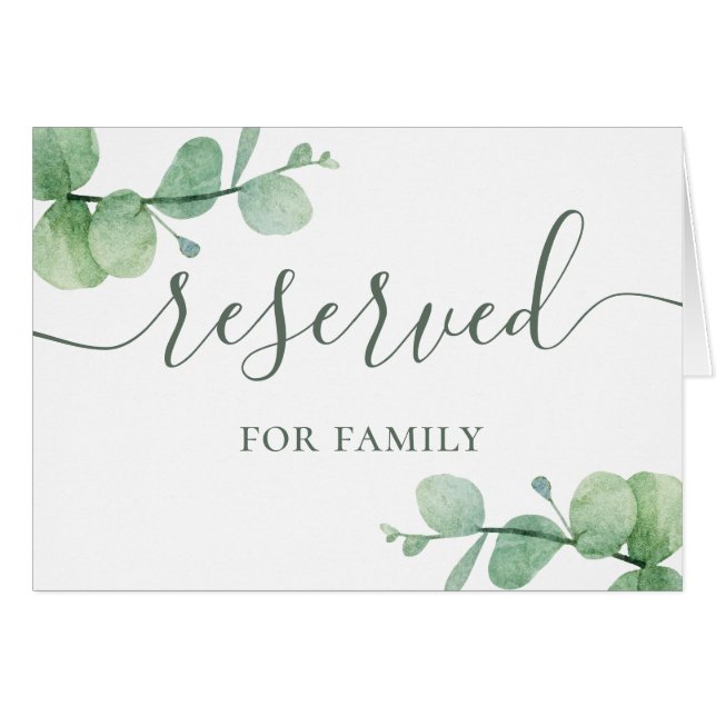 Signo de reserva de boda del guión de eucalipto de (Anverso (Horizontal))