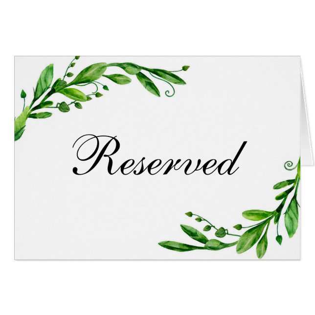 Signo de reserva de boda verde. Tarjeta de mesa de (Anverso (Horizontal))