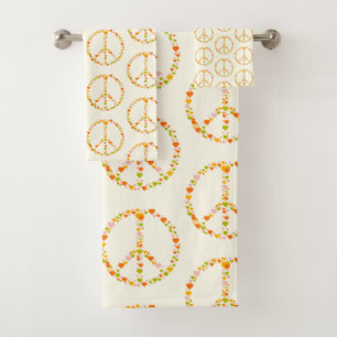 Signo de signo de paz floral hippie boho en amaril