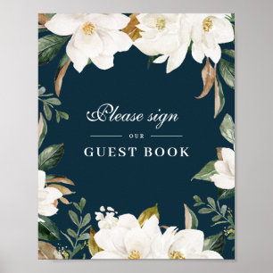 Signo del boda del libro de visitas florales de Ma