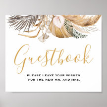 Signo del libro de visitas Minimal Leaf Boho Flora