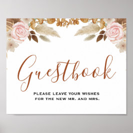 Signo del libro de visitas Minimal Leaf Boho Flora