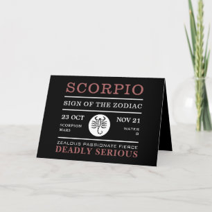 Signo Escorpio del Zodiaco, Tarjeta Astrológica