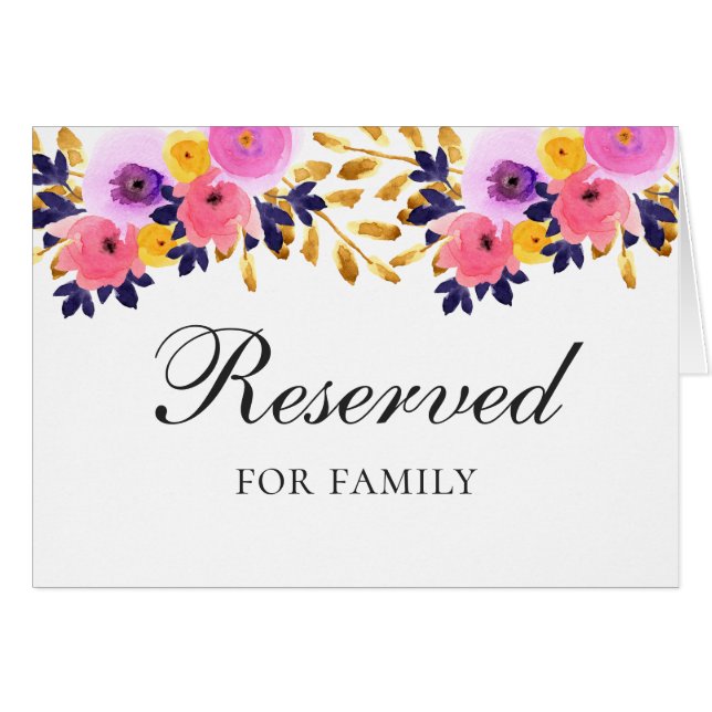 Signo reservado de boda floral rosa y púrpura (Anverso (Horizontal))