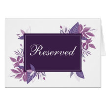 Signo reservado de hojas moradas. Boda botánico