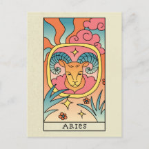 Signo zodiacal Aries Arte abstracto Postal vintage