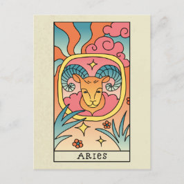 Signo zodiacal Aries Arte abstracto Postal vintage