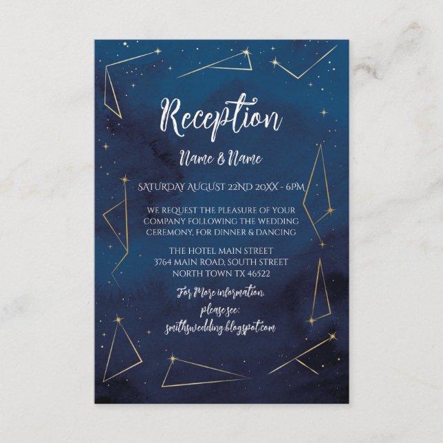Signos de estrellas de recepción de boda Navy Gold (Anverso)