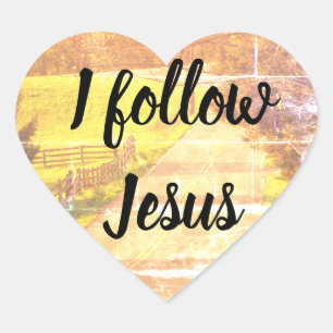 Sigo a Jesús Pegatinas del Corazón Cristiano