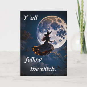 Sigue la tarjeta de invitación de Witch Halloween