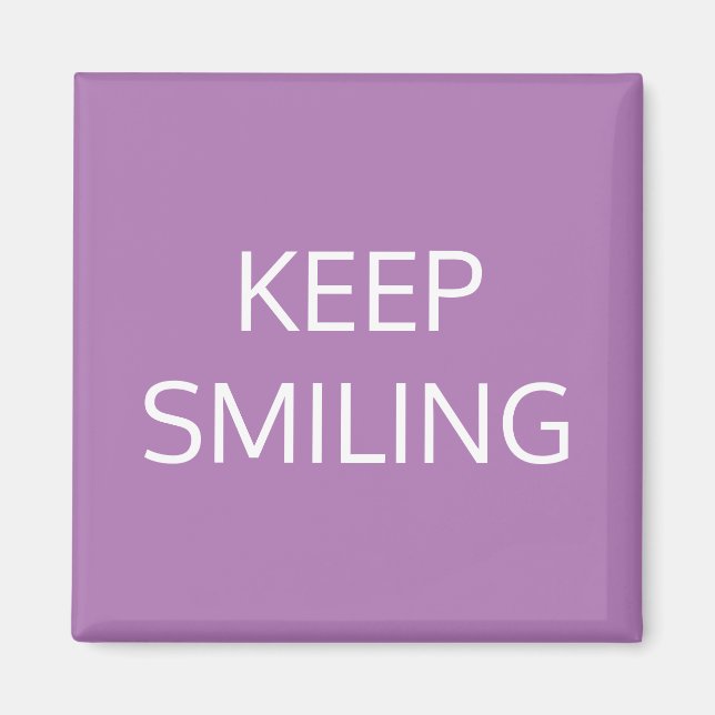 Sigue sonriendo, lavanda imán blanco (Frente)