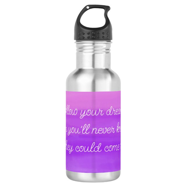 "Sigue tus sueños" inspiradora botella de agua mor (Anverso)