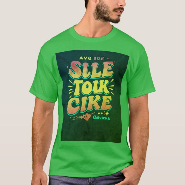 "SILE TOLK CIKE Eslogan estampado camiseta masculi (Anverso)