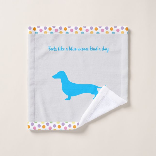 Silhouette azul Dachshund Wash Cloth (Toallita)