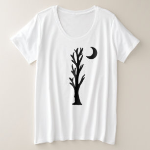 Silhouette Black Barren Tree con Crescent Moon
