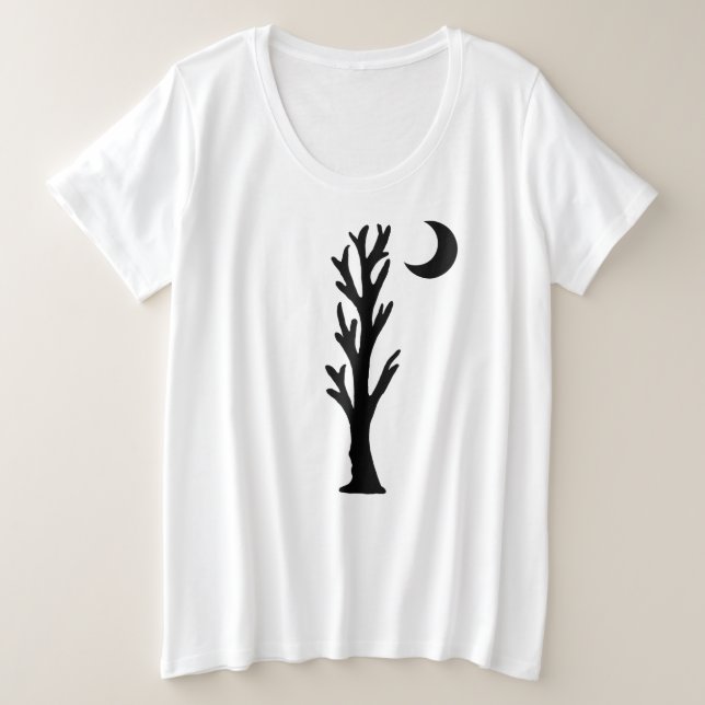 Silhouette Black Barren Tree con Crescent Moon (Anverso del diseño)