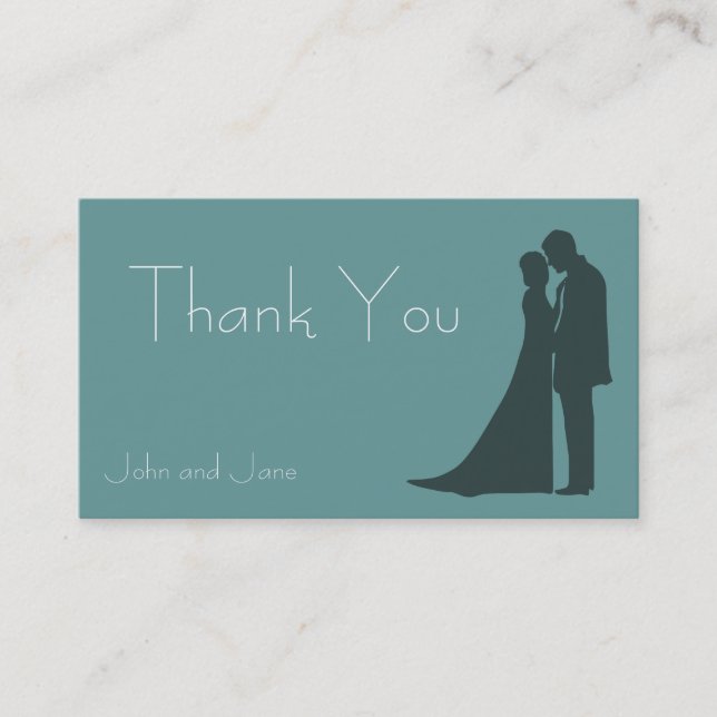 Silhouette Bride y Groom Gracias tarjeta de visita (Anverso)