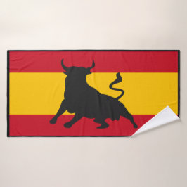 Silhouette Bull Sobre La Bandera Española