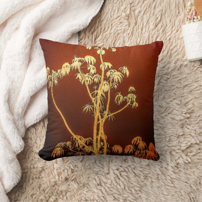 Silhouette de árbol tropical en Cojín decorativo B (Manta)