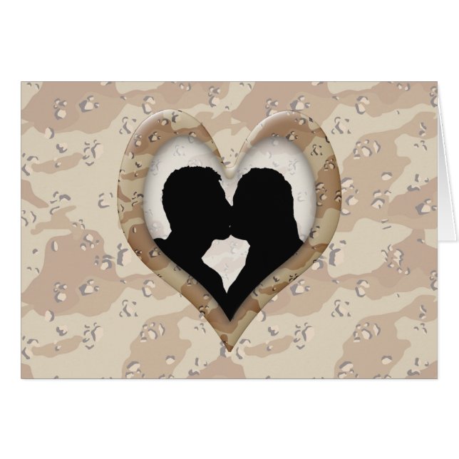 Silhouette de Besada Pareja (Corazón de Camuflaje) (Anverso (Horizontal))