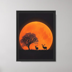 Silhouette de ciervos y arte de la pared de la lun