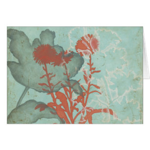 Silhouette de flores rojas sobre fondo Verde azula
