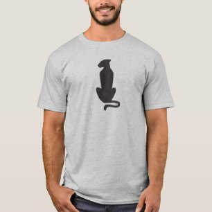 Silhouette de gato negro hombres camiseta gris
