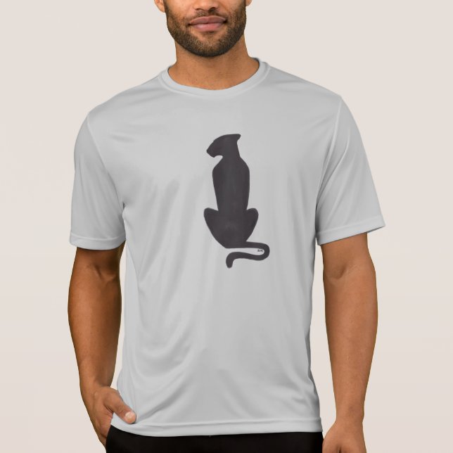 Silhouette de gato negro hombres camiseta gris Spo (Anverso)