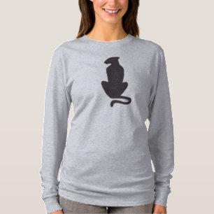 Silhouette de gato negro mujeres camisa gris de ma
