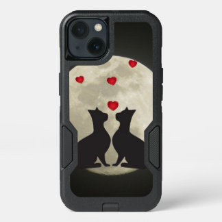 Silhouette de gatos negros en la luna
