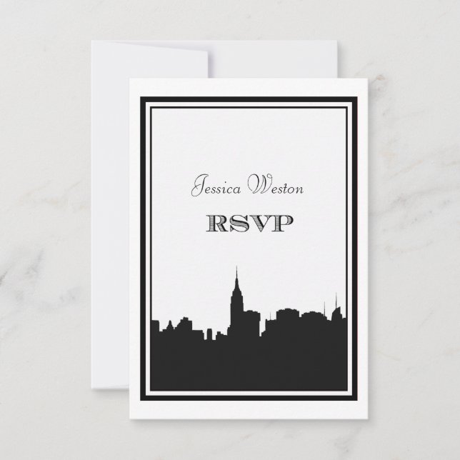 Silhouette de línea de Skyline de NYC #2 DIY RSVP (Anverso)