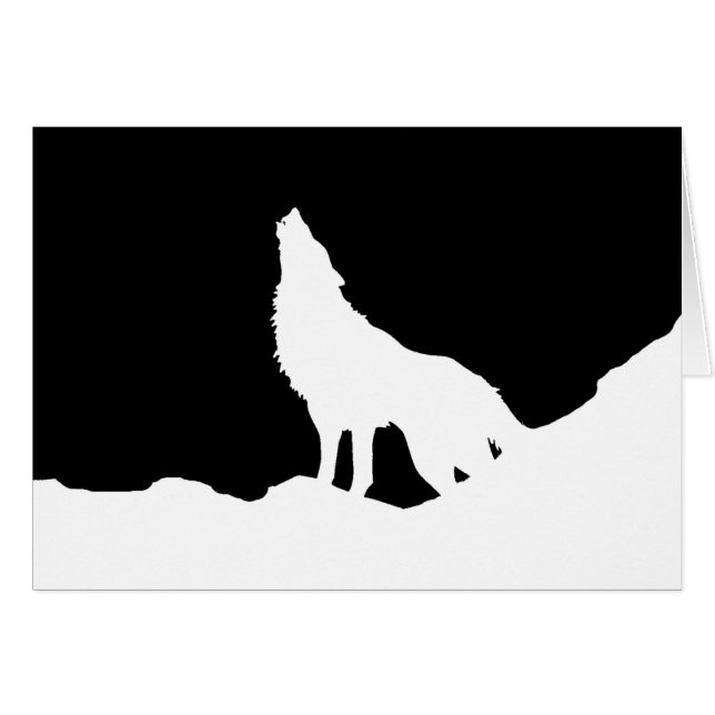 Silhouette de Lobo de Arte Pop Blanco y Negro (Anverso (Horizontal))